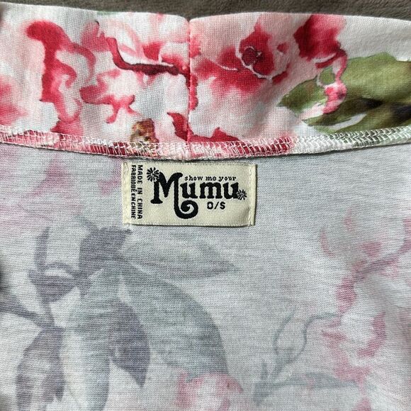 Show Me Your MuMu OS White Pink Green Floral Short Sleeve Robe - Picture 11 of 14